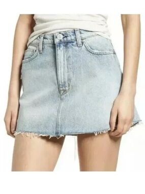Hudson Vivid Distressed Denim Mini Skirt Light Wash Size 28